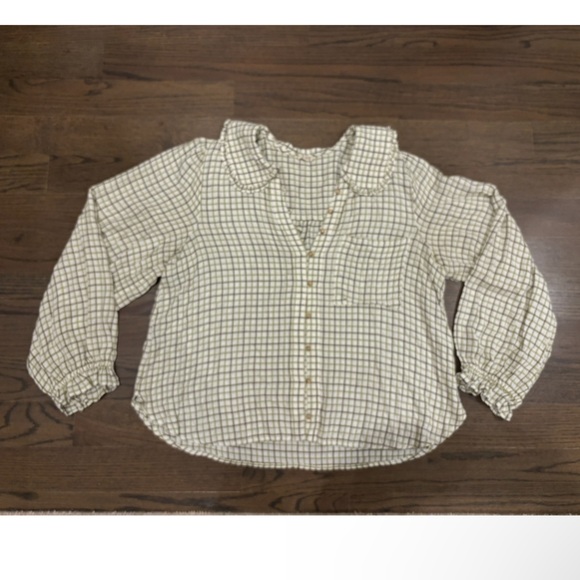 Pilcro Keira Long-Sleeve Plaid Blouse - Green, like new - Picture 6 of 10